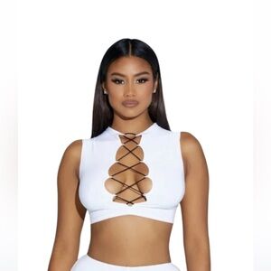 Naked Wardrobe white tank with tie front